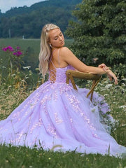 Homemade Ranch Dress, Lavender Applique Tulle Long Prom Dresses, Purple Lace Graduation Dresses Formal Gown