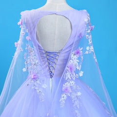 Party Dresses Express, Lavender Flowers Round Neckline Party Dress, Sweet 16 Gown