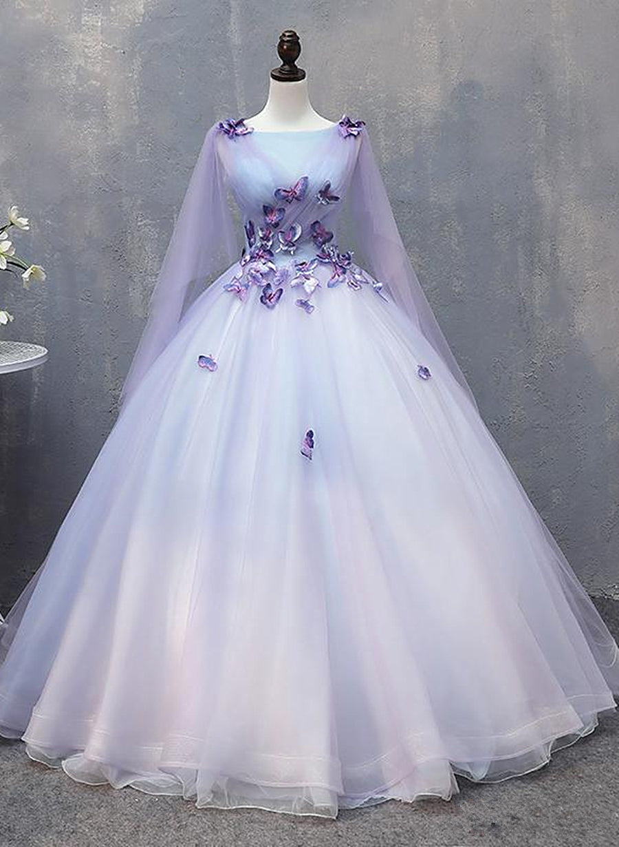 Party Dresses Outfit Ideas, Lavender Tulle Long Formal Dress with Butterflies¡ê?Lavender Sweet 16 Dress