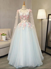 Prom Dress Websites, Light Blue Long Formal Dress Party Dresses, Unique Blue Prom Dress Gown