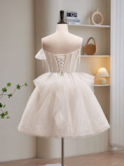 Prom Dress Dresses, Light Champagne Tulle Short Prom Dress, Light Champagne Homecoming Dress