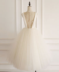 Prom Dresses On Sale, Light Champagne Tulle Short Prom Dress Tulle Homecoming Dress