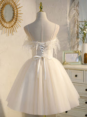 Formal Dresses Classy, Light Champagne Tulle Short Prom Dress, Tulle Puffy Homecoming Dress