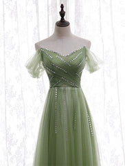 Party Dresses 2027, Light Green Beaded Sweetheart Long Party Dress, Green Formal Dress Prom Dress