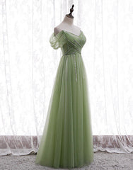 Party Dress Brands, Light Green Beaded Sweetheart Long Party Dress, Green Formal Dress Prom Dress