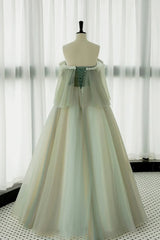 Bridesmaid Dresses Chiffon, Light Green Strapless A-line Tulle Prom Dress,Unique Evening Dresses