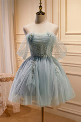 Party Dress And Gown, Light Green Sweetheart Sequins Tulle Party Dress, Green Homecoming Dress