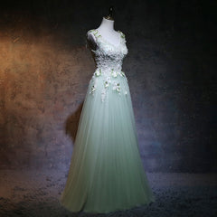 Sun Dress, Light Green Tulle Long Party Dress, A-line Floor Length Prom Dress