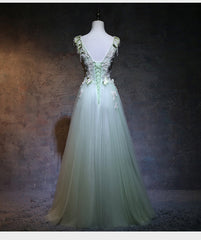 Ranch Dress, Light Green Tulle Long Party Dress, A-line Floor Length Prom Dress