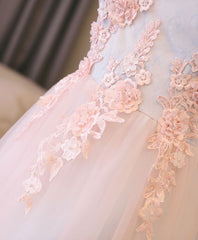 Prom Pictures, Light Pink Lace Off Shoulder Long Prom Dress, Pink Evening Dress