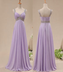 Formal Dresses Long Gowns, Light Purple Chiffon Straps Party Dress, Long Formal Dress