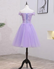 Elegant Dress Classy, Light Purple Lace And Tulle Off The Shoulder Homecoming Dress