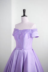 Homecoming Dress Tights, Light Purple Satin Short Party Dress with Lace, Cute Short Homecoming Dress