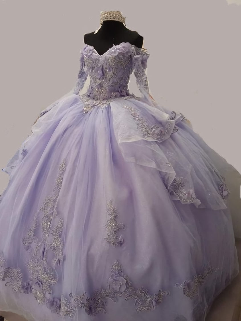 Bridesmaid Dresses Mismatched Colors, Lilac Princess Ball Gown Quincea¡§?era Dress Sweet 16 Dress