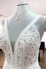 Wedding Dress Summer, Long A-line Sleeveless Tulle Lace Appliques Open Back Wedding Dresses