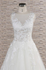 Wedding Dresse Vintage Lace, Long A-line Sweetheart Applqiues Lace Tulle Wedding Dress