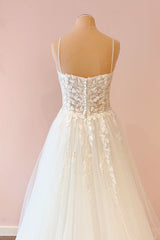 Wedding Dress Wedding Dresses, Long A-Line Sweetheart Tulle Appliques Lace Wedding Dress