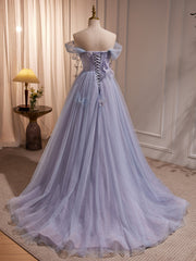 Bridesmaid Dress Long Sleeves, Long Purple Tulle Prom Dresses, Long Purple Tulle Formal Evening Dresses