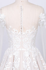 Wedding Dress Online Shop, Long Sleeve Appliques Lace Tulle A-line Wedding Dress