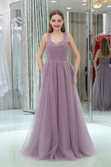 Bow Dress, Long Tulle Sweetheart Lavender Sleeveless Lavender Prom Dresses