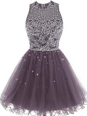 Formal Dresses Size 22, Lovely Beaded Tulle Homecoming Dress, Short Prom Dress