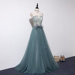 Bridesmaid Dresses Long Sleeves, Lovely Green Tulle Lace Top Long Strapless Handmade Prom Dress,Tulle Evening Dress Party Dress