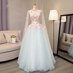Burgundy Prom Dress, Lovely Light Blue A-line Floor Length Formal Dress, Sweet 16 Gowns