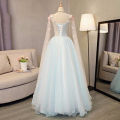 Dance Dress, Lovely Light Blue A-line Floor Length Formal Dress, Sweet 16 Gowns