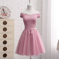 On Piece Dress, Lovely Off Shoulder Short Party Dress, Cute Homecoming Dress