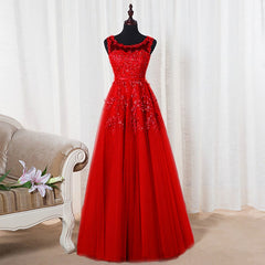Evening Dress Gold, Lovely Round Neckline Tulle Long Prom Dress, Cute A-line Formal Dress