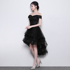 Homecoming Dresses With Sleeves, Lovely Simple Black High Low New Homecoming Dress , Party Dresses