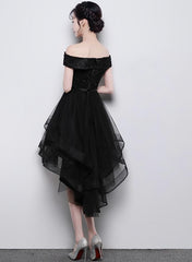 Homecoming Dresses Knee Length, Lovely Simple Black High Low New Homecoming Dress , Party Dresses