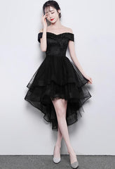 Homecomeing Dresses Bodycon, Lovely Simple Black High Low New Homecoming Dress , Party Dresses