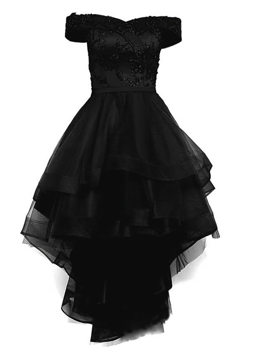 Homecoming Dress Pink, Lovely Simple Black High Low New Homecoming Dress , Party Dresses