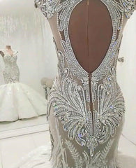 Wedding Dresses Elegant, Luxurious Sleeveless Appliques Rhinestones Mermaid Wedding Bridal Gowns