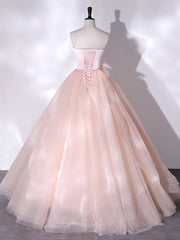 Bridesmaid Dress Designers, Pink Strapless Tulle Long Formal Dress, Pink A-line Prom Dress with Feathers