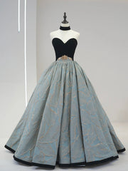 Bridesmaid Dress Under 120, Beautiful Strapless Jacquard Floor Length Prom Dresses, A-Line Sweetheart Neck Formal Dresses