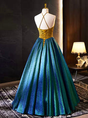 Party Dresses Website, Retro Halter Neck Long Prom Dress, Elegant A-Line Evening Party Dress