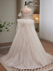 Evening Gown, Light Champagne Tulle Long Princesse Dress, Lovely Spaghetti Straps Evening Party Dress