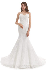 Wedding Dresses Styles, Mermaid Tulle Appliques Sequins Spaghetti Straps Wedding Dresses