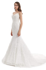 Wedding Dresse Styles, Mermaid Tulle Appliques Sequins Spaghetti Straps Wedding Dresses