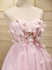 Bridesmaids Dress Ideas, Mini/Short Pink Prom Dress, Cute Pink Homecoming Dresses with Beading Applique