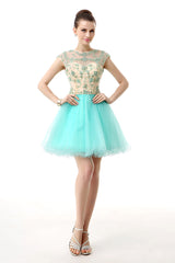 Party Dresses Purple, Mint Green Beaded Short Homecoming Dresses