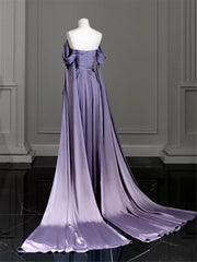 Party Dress Roman, Modest Purple Satin Long Prom Dress,Purple Evening Dress