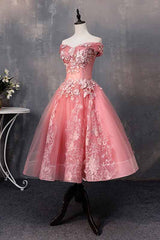 Homecoming Dresses Freshman, A-line Off-Shoulder Short Prom Dresses Appliques Sweet 16 Gown
