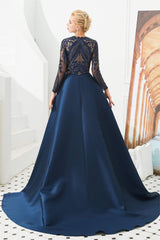 Prom Dress Cheap, Long Sleeves Mermaid Detachable Train Prom Dresses with Train Sequined