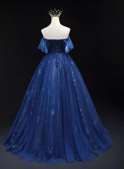 Bridesmaid Dresses Dark, Navy Blue Tulle Sweetheart A-line Prom Dress Party Dress, Navy Blue Floor Length Evening Dress