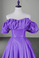 Bridesmaid Dress Color Scheme, Off Shoulder Satin Sweetheart Lace-up Party Dress, Satin Simple Long Prom Dress