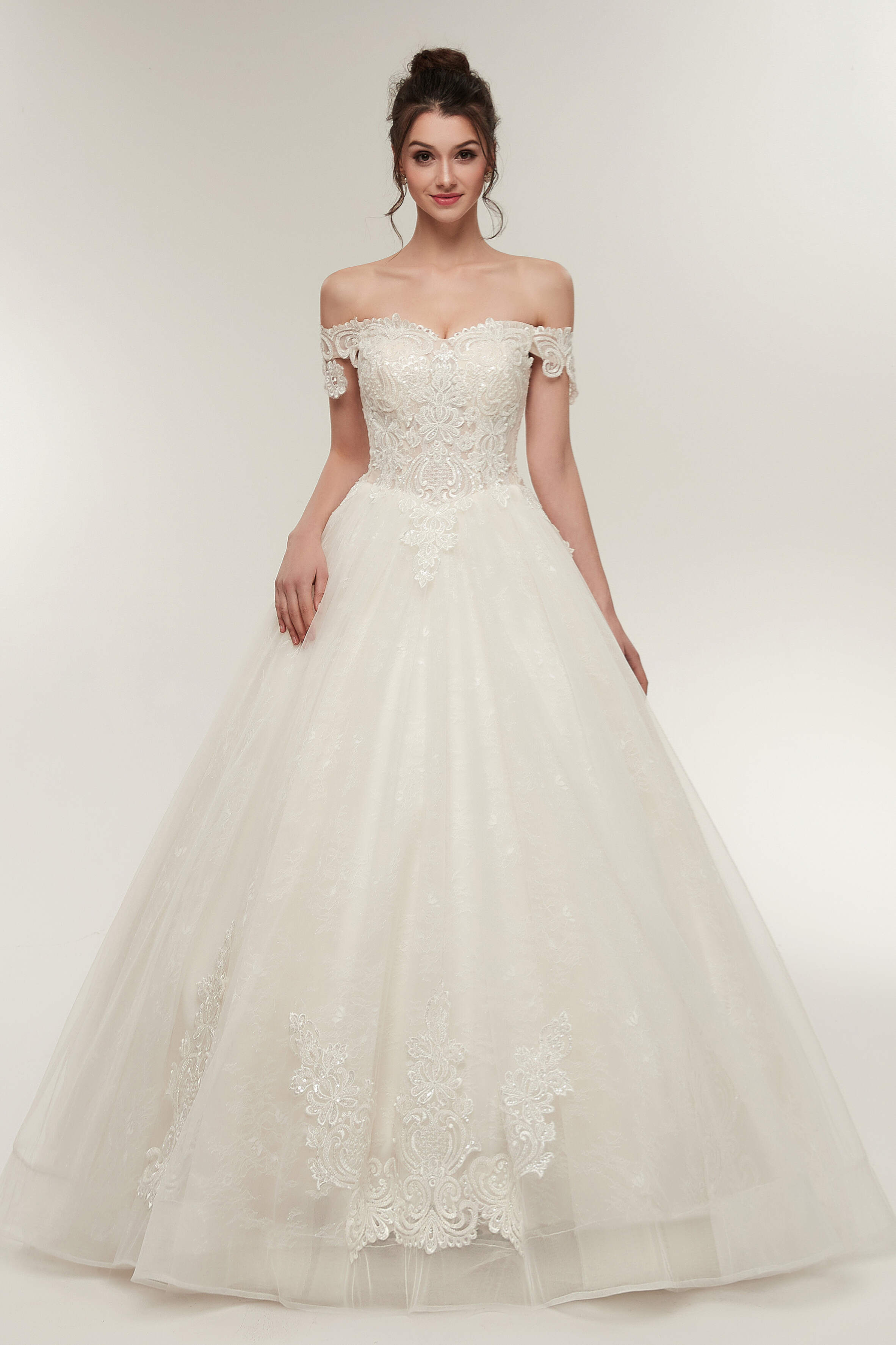 Wedding Dresses Accessories, Off-shoulder Sweetheart A-line Lace-up Floor Length Lace Appliques Wedding Dresses