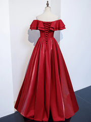 Party Dress Online, Off the Shoulder Burgundy Long Prom Dresses, Off Shoulder Wine Red Long Formal Evening Dresses